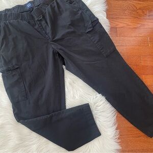 Gap Mid Rise Loose Khaki Cargo Pants Black Cotton Blend Pull On Size XL